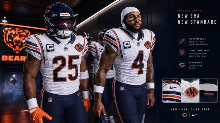 D’Andre Swift hands off to Kyle Monangai as the Chicago Bears running back duo attacks the line of scrimmage during a 2025 NFL game.