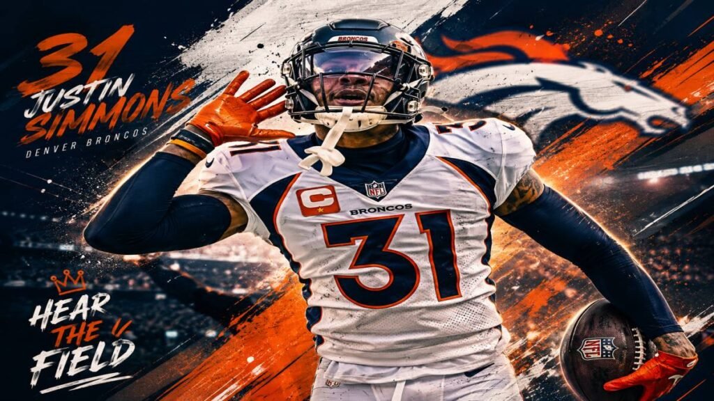 Denver Broncos defensive players including Pat Surtain II practicing at OTAs with Rocky Mountains backdrop, showing intensity and team focus for the upcoming NFL season.
