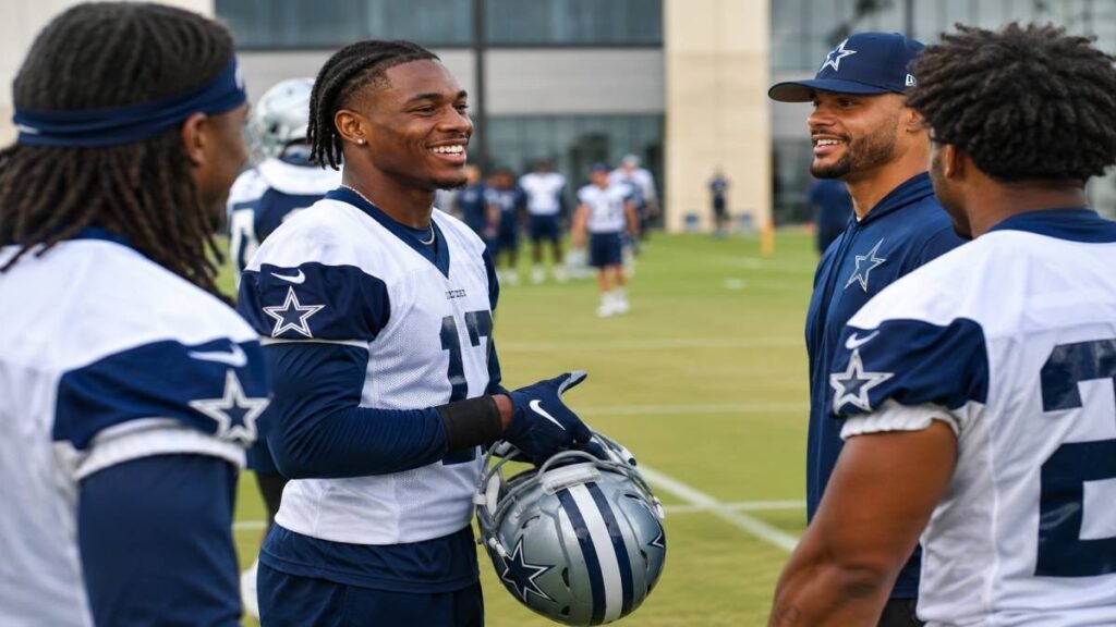 Caleb Downs in Dallas Cowboys practice gear during 2026 OTAs