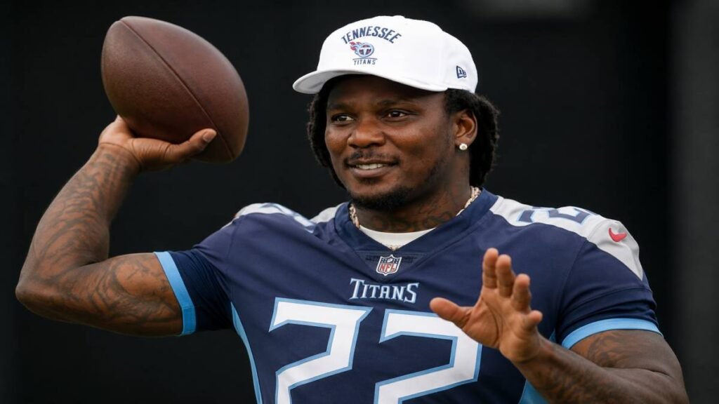 Former NFL running back Chris Johnson with determined expression, symbolic ice water splash and blue ALS awareness ribbon in dramatic stadium lighting Image Caption: Chris Johnson is calling on the sports world to revive the ALS Ice Bucket Challenge as he battles the disease himself.